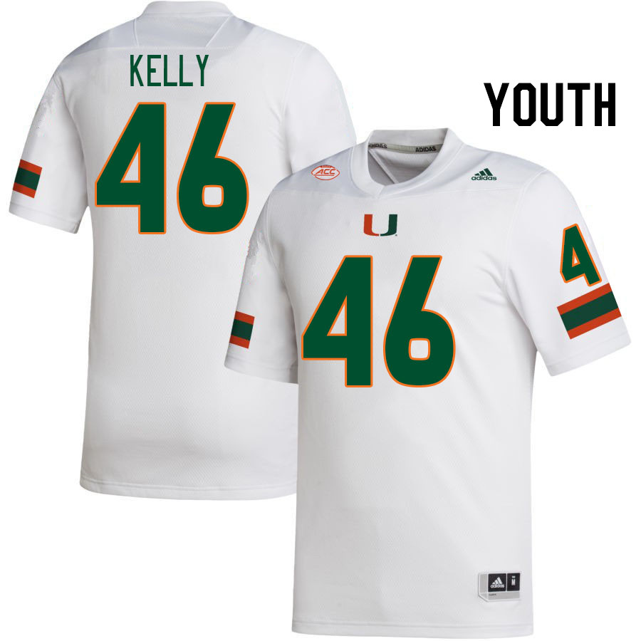 Youth #46 Nick Kelly Miami Hurricanes College Football Jerseys Stitched-White